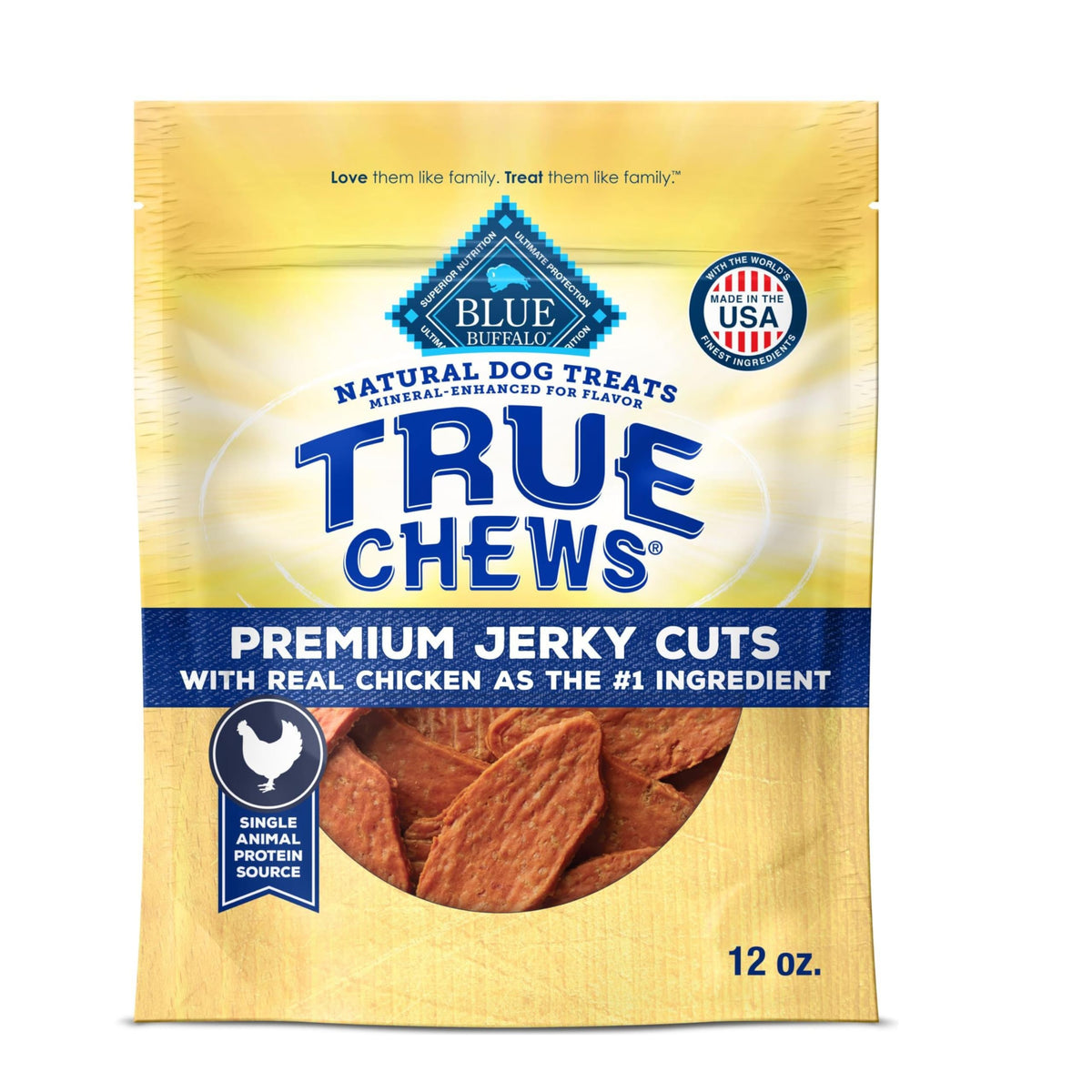 Blue Buffalo True Chews: cortes de pollo tiernos para recompensa diaria.