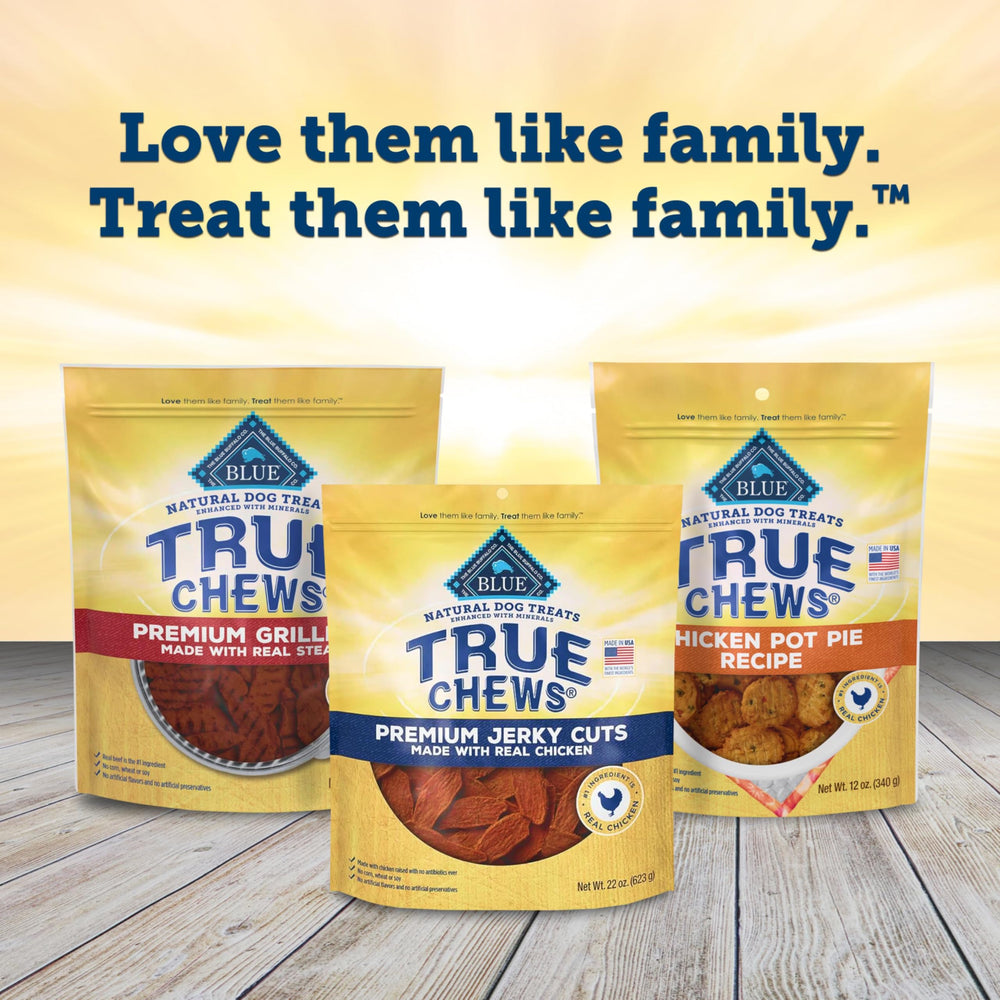 Blue Buffalo True Chews: trozos de pollo real para recompensa positiva.