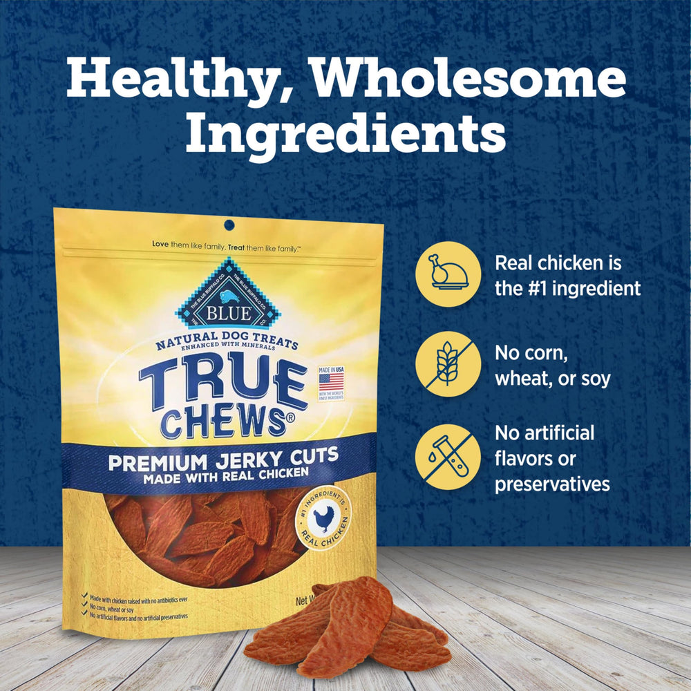Blue Buffalo True Chews: sin maíz, trigo ni soja para una opción natural.