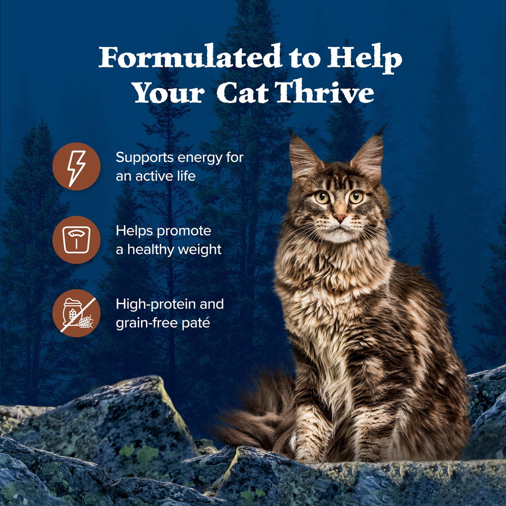Blue Buffalo Wilderness adult-cat nutrition balance emphasized on label