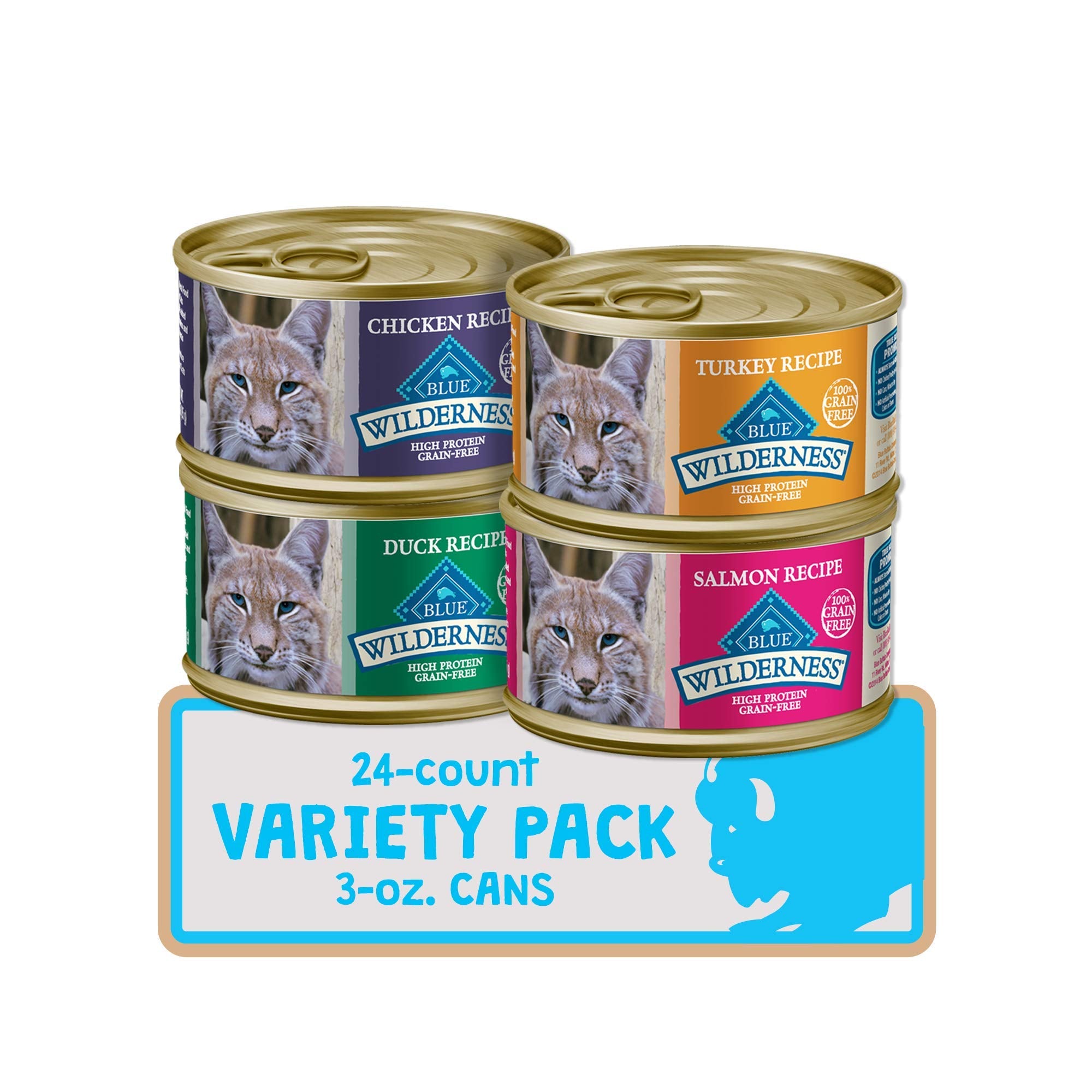Blue Buffalo Wilderness chicken 3oz can with high-protein grain-free formula for active cats