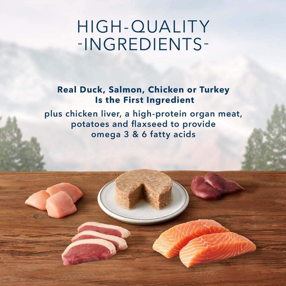 Blue Buffalo Wilderness duck 3oz can showing flavorful pate for easy eating
