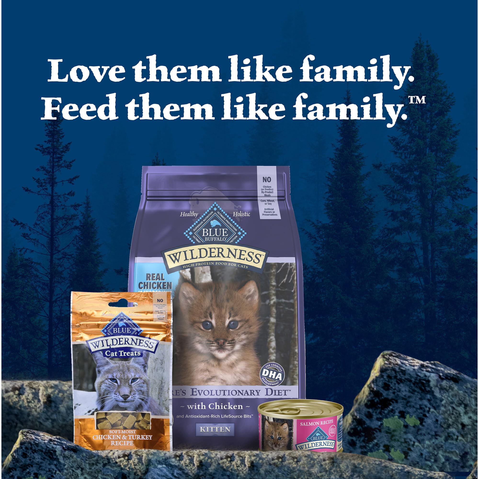 Blue Buffalo Wilderness fortified vitamins minerals image conveys complete daily nutrition.