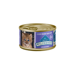 Blue Buffalo Wilderness kitten pate close-up featuring real chicken first ingredient for protein.