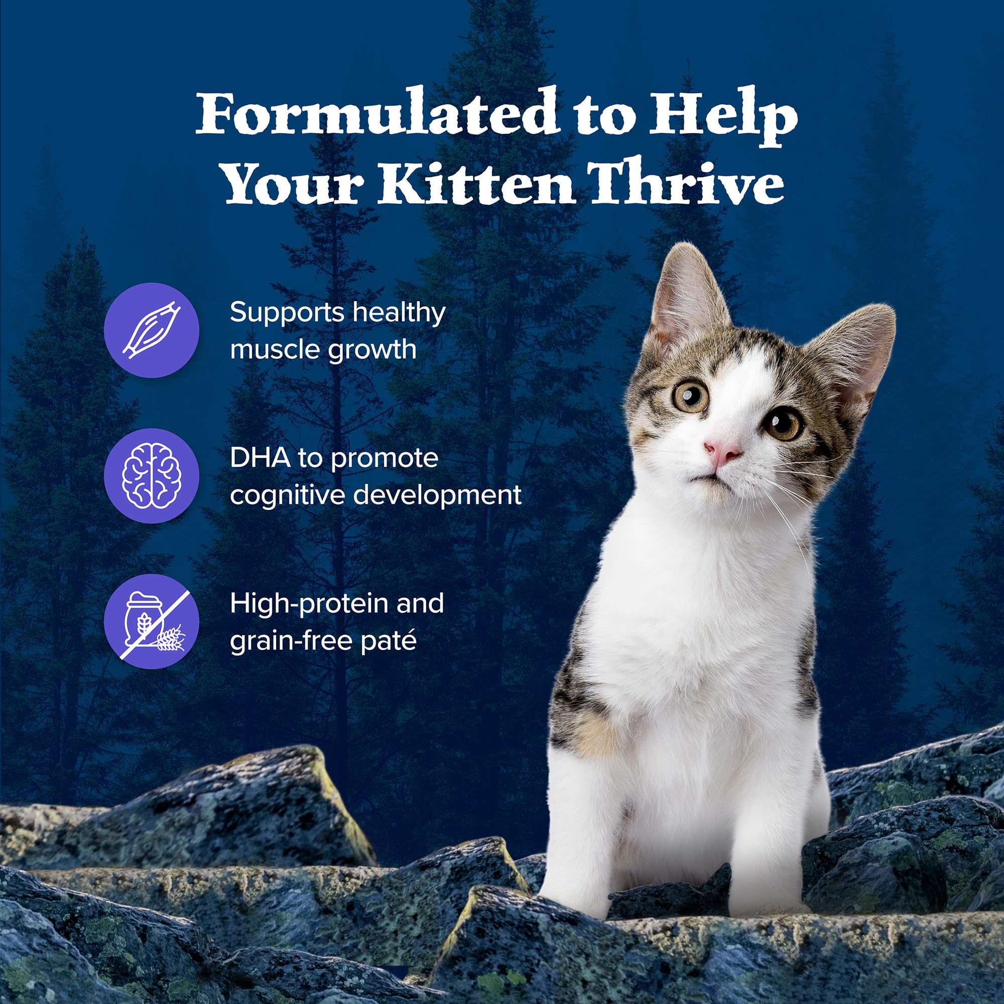 Blue Buffalo Wilderness kitten-serving-bowl accentuates high-moisture hydration for kittens.