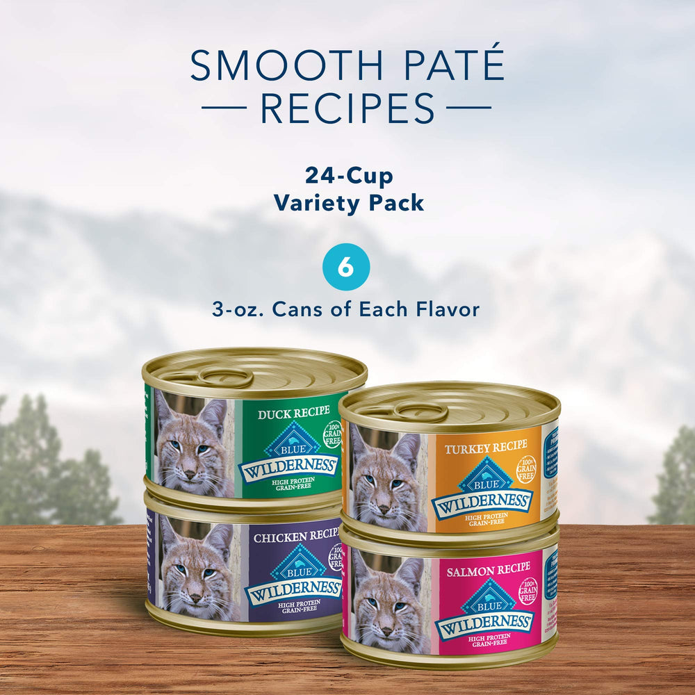 Blue Buffalo Wilderness salmon 3oz can highlighting omega-rich protein for coat health