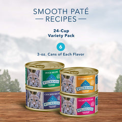 Blue Buffalo Wilderness salmon 3oz can highlighting omega-rich protein for coat health