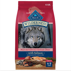 Blue Buffalo Wilderness salmon-first-ingredient close-up showing real protein for active dogs