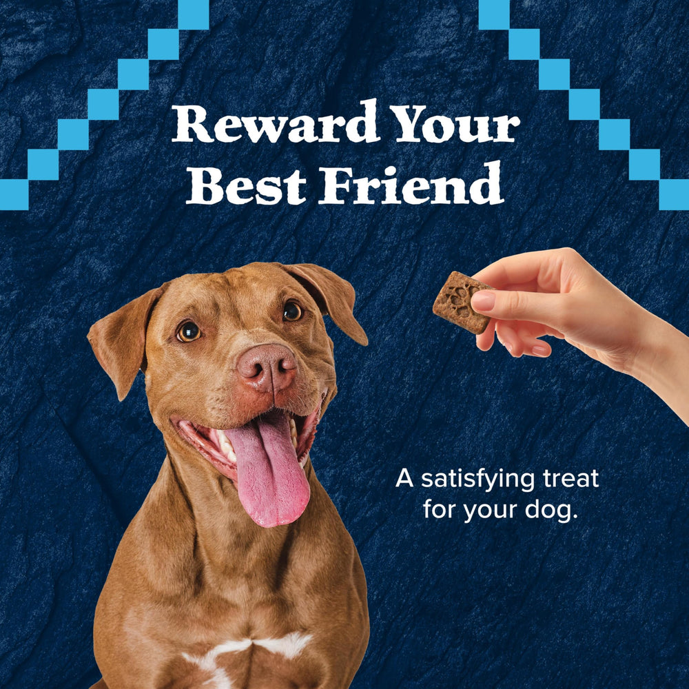 Blue Buffalo Wilderness Trail Treats grain-free dog treat highlights protein-rich recipe