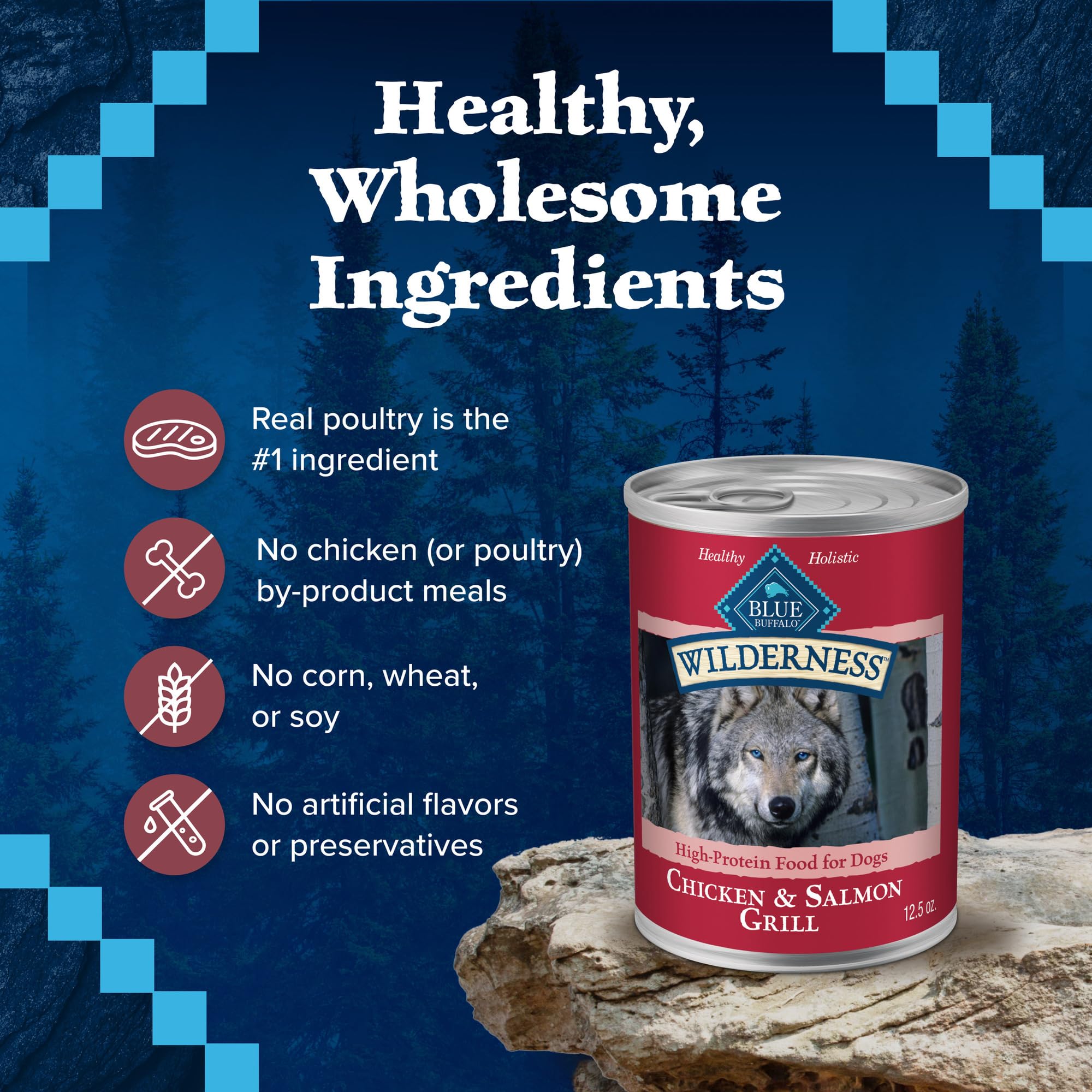 Blue Buffalo Wilderness serve-alone or mix with dry for flexible feeding options.