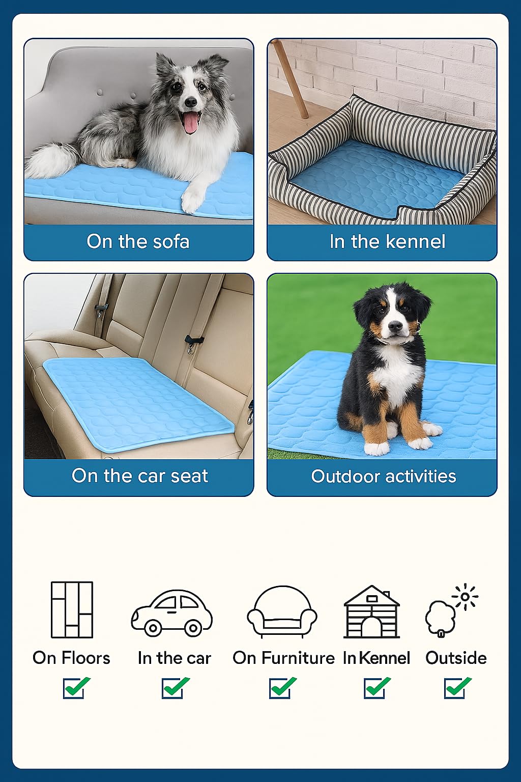 Blue Cooling Mat & Sleeping Pad cat bed use adds a cool resting surface