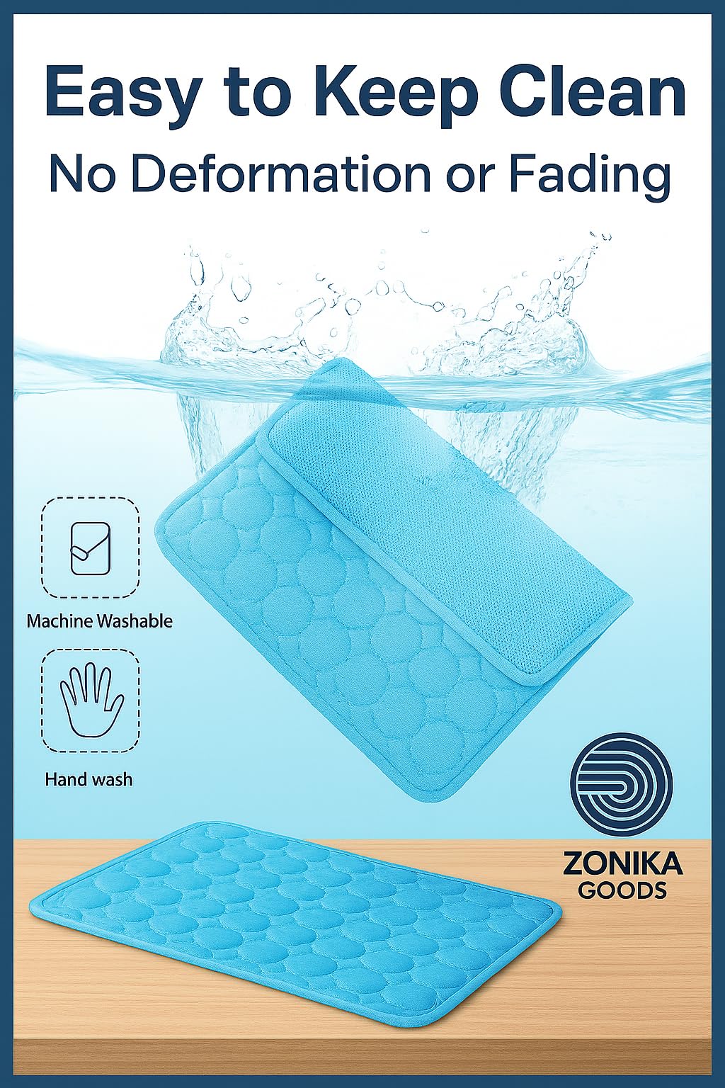 Blue Cooling Mat & Sleeping Pad water absorption keeps surfaces dry during use