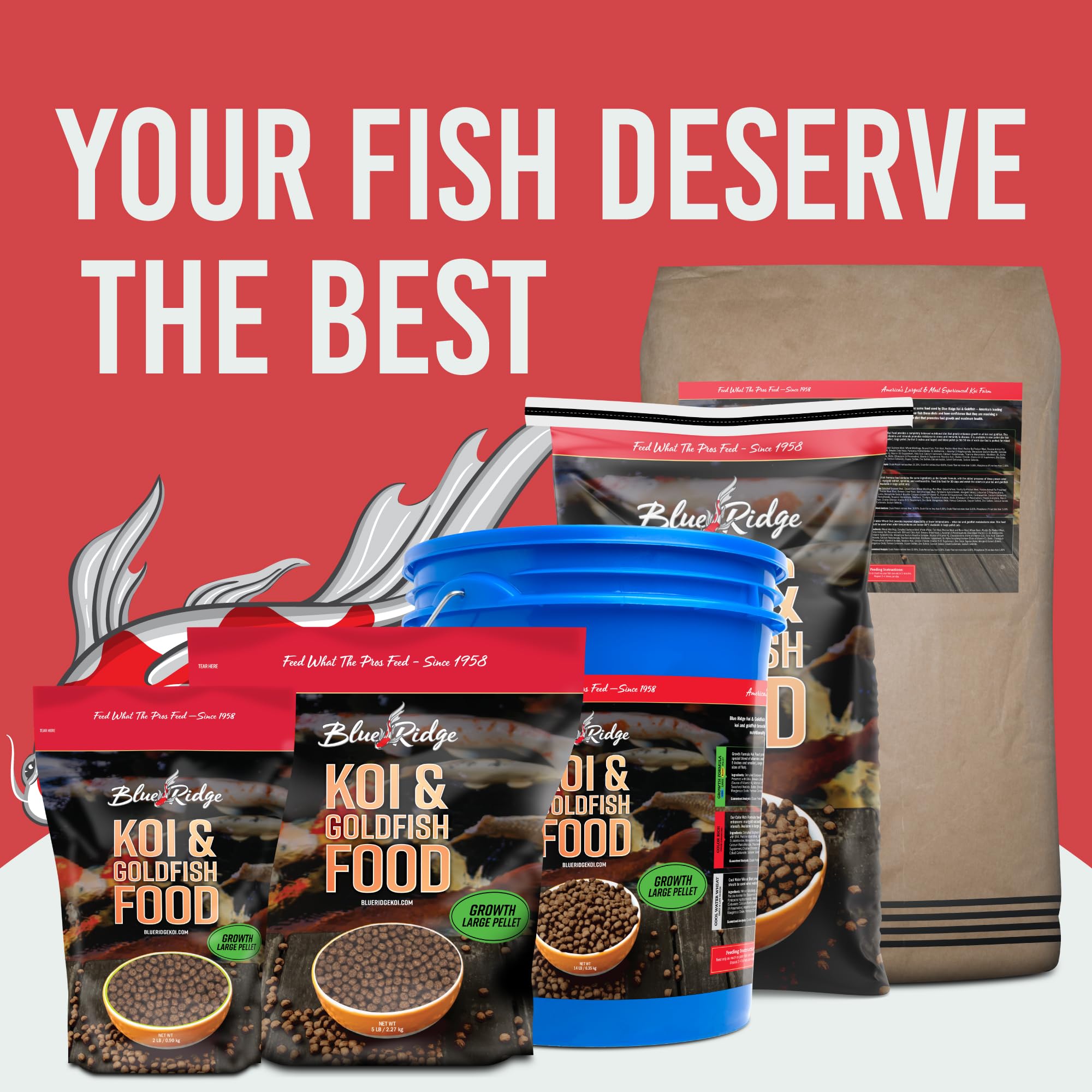 Blue Ridge Easy-digest fish pellets designed for pond use