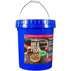 Blue Ridge Koi Food 14lb pellets close-up for steady pond growth and easy floating feeding