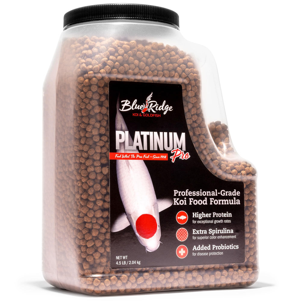 Blue Ridge Koi Food floating pellets illustrate easy-digesting, surface-feeding pond nutrition.
