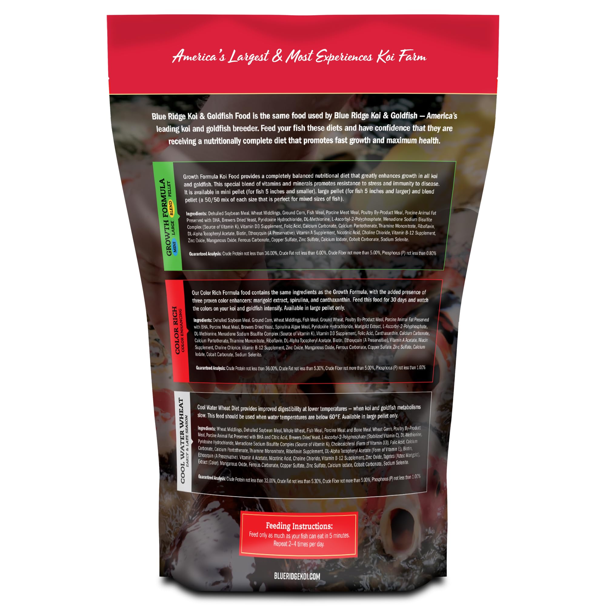 Blue Ridge Koi Food growth-oriented pellets for small koi and goldfish