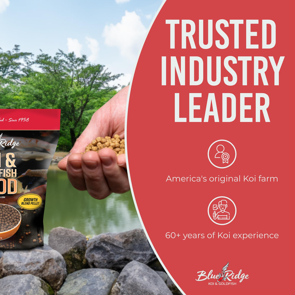 Blue Ridge Koi Food nutritional formula ingredients overview.