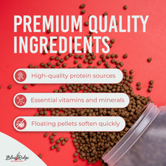 Blue Ridge Koi Food Primilac Probiotic supports immune-stimulant nutrients for koi well-being.