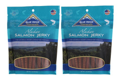 Blue Ridge Naturals Alaskan Salmon Jerky two-pack for dogs supports coat health with real salmon flavor.