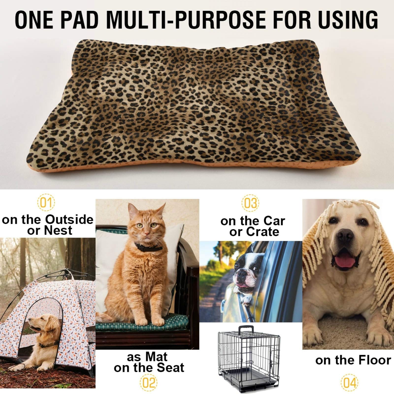 Blueangle Vintage Leopard Bed small-size-18x24 fits tiny companions.