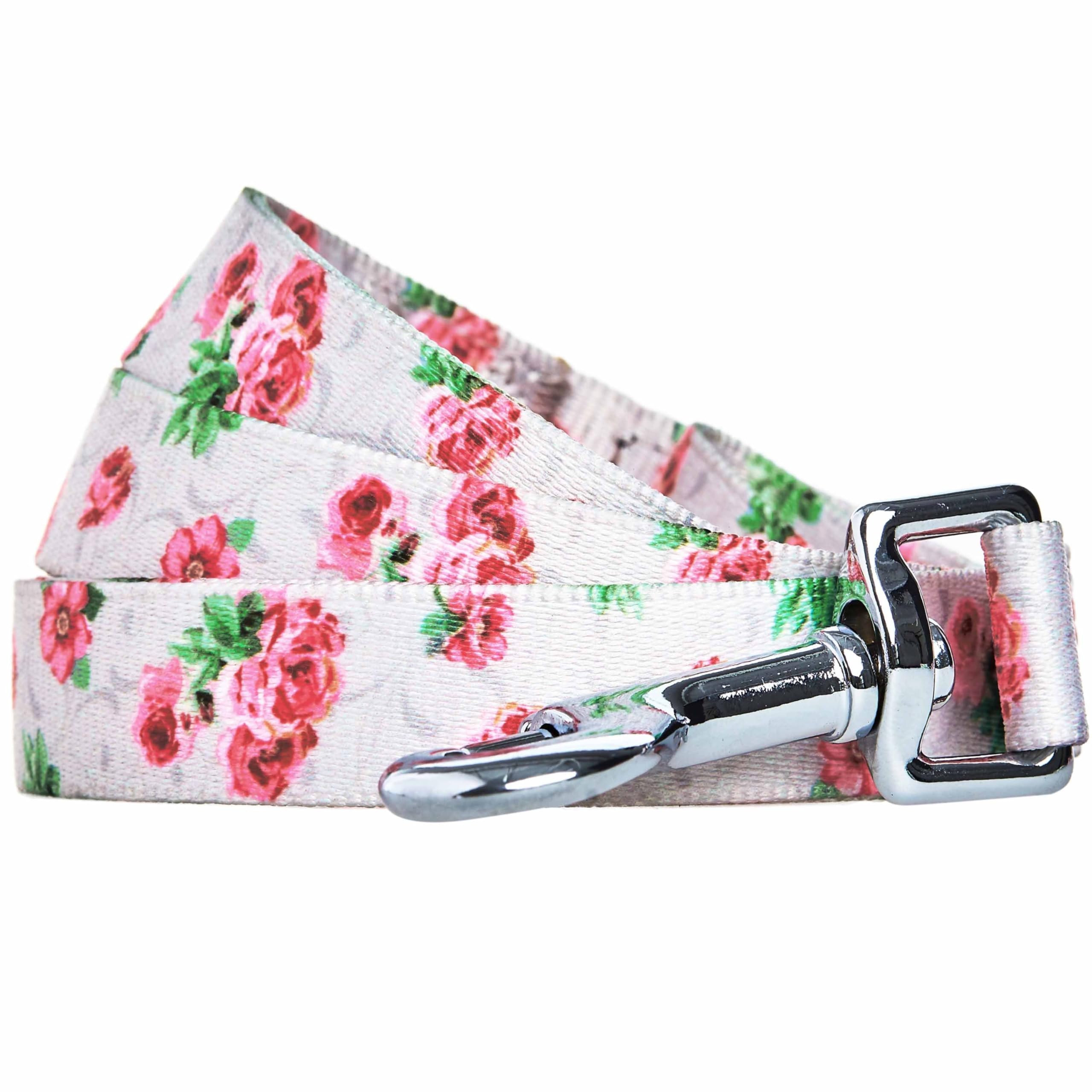 Blueberry Pet Cherry Garden Dog Leash close-up pattern, floral design for stylish daily walks.
