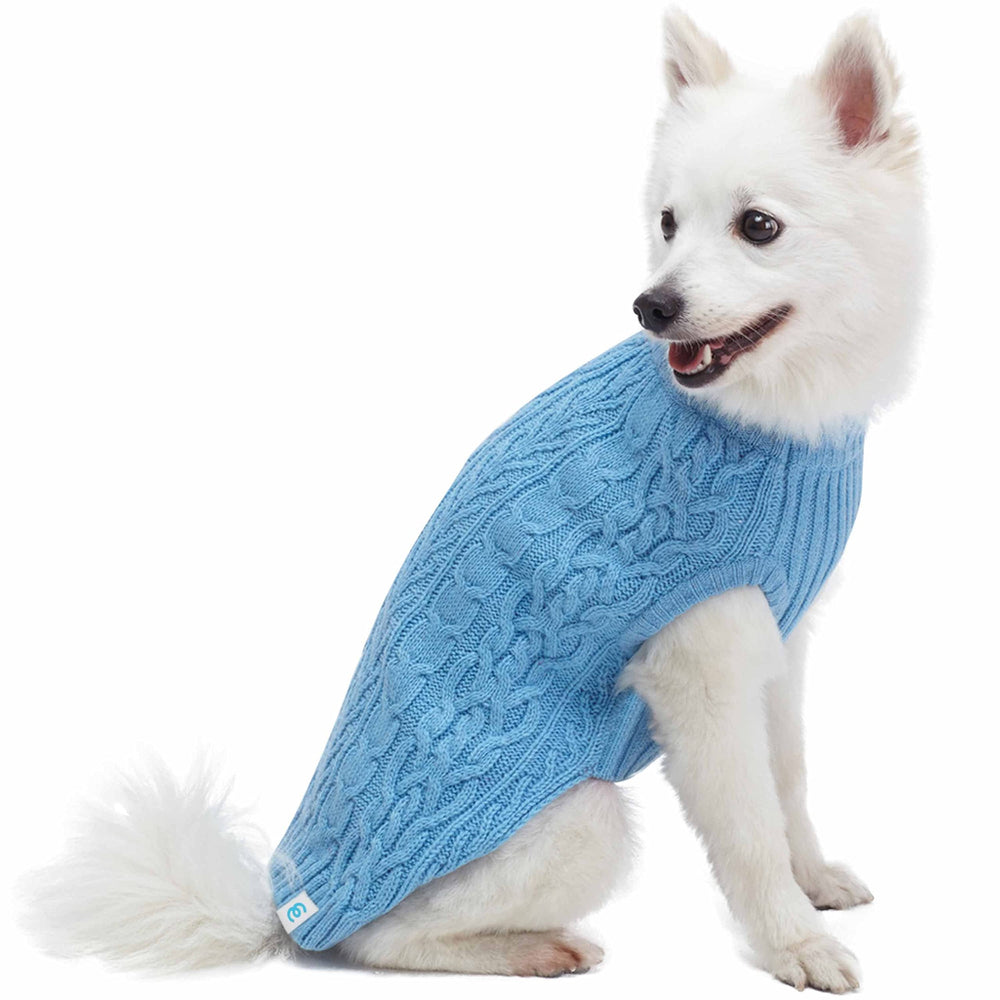 Blueberry Pet Classic Dog Sweater Alaskan Blue knit detail reveals soft texture