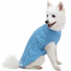 Blueberry Pet Classic Dog Sweater Alaskan Blue knit detail reveals soft texture