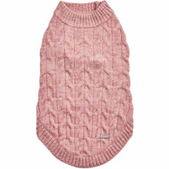 Blueberry Pet Classic Fuzzy Knit Dog Sweater rainbow pink back-12in keeps small dogs warm on chilly walks.