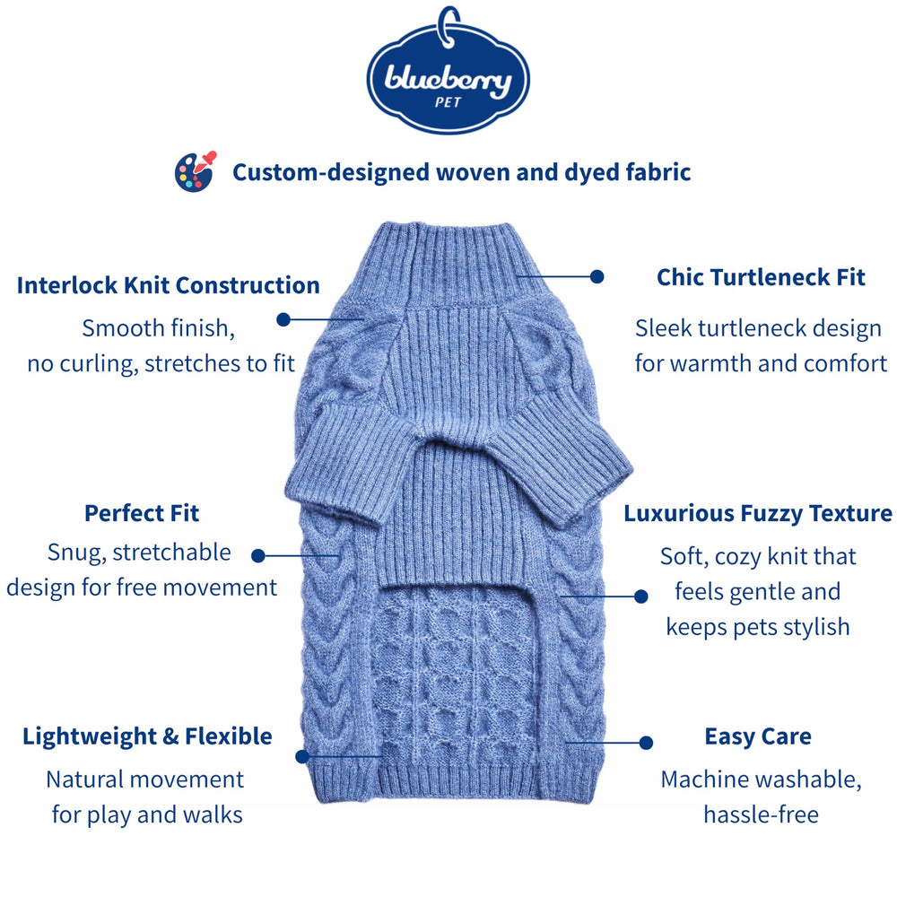 Blueberry Pet classic fuzzy-knit pullover back view showing snug fit.