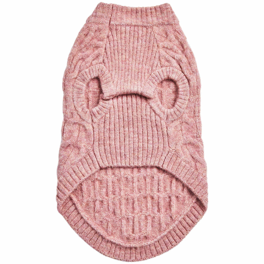 Blueberry Pet Classic Knit Dog Sweater flat lay with measuring tape for fit.