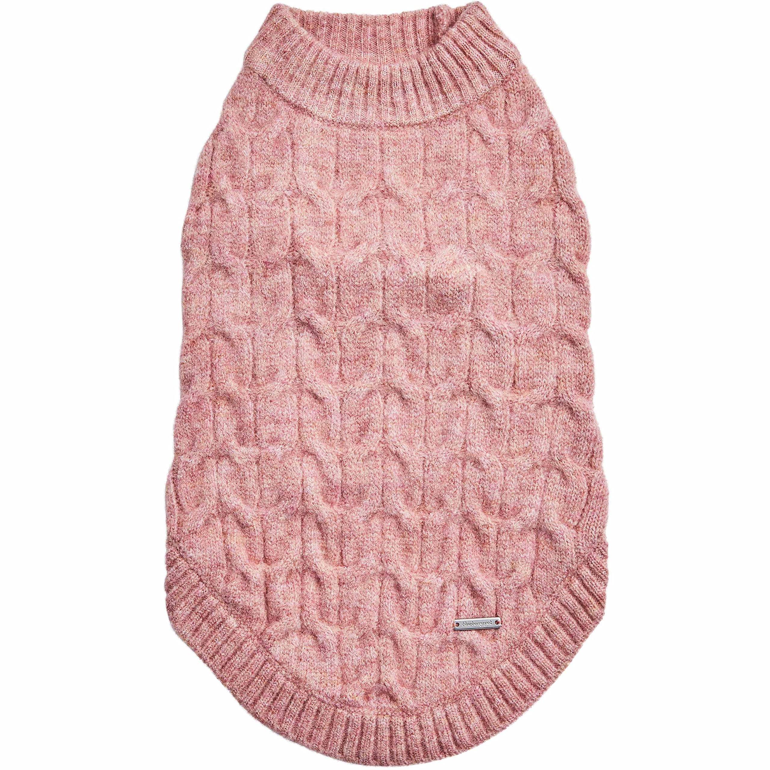 Blueberry Pet Classic Knit Dog Sweater rainbow pink front view provides cozy warmth for chilly days.