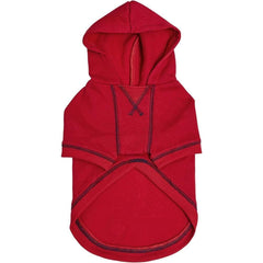 Blueberry Pet hood detail in red, hooded neckline adds warmth