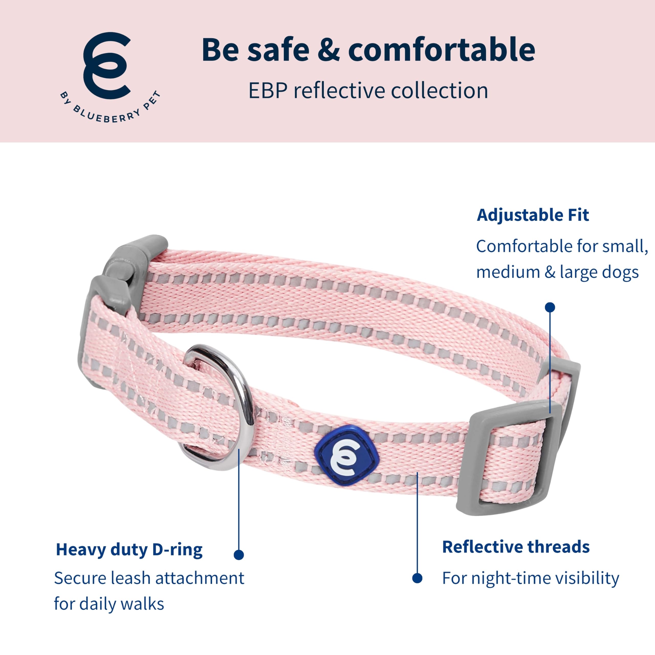 Blueberry Pet Essentials 4 ft leash with reflective strip demonstrates comfortable reach for large dogs