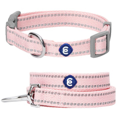 Blueberry Pet Essentials matching collar and leash set in pastel pink for daily wear