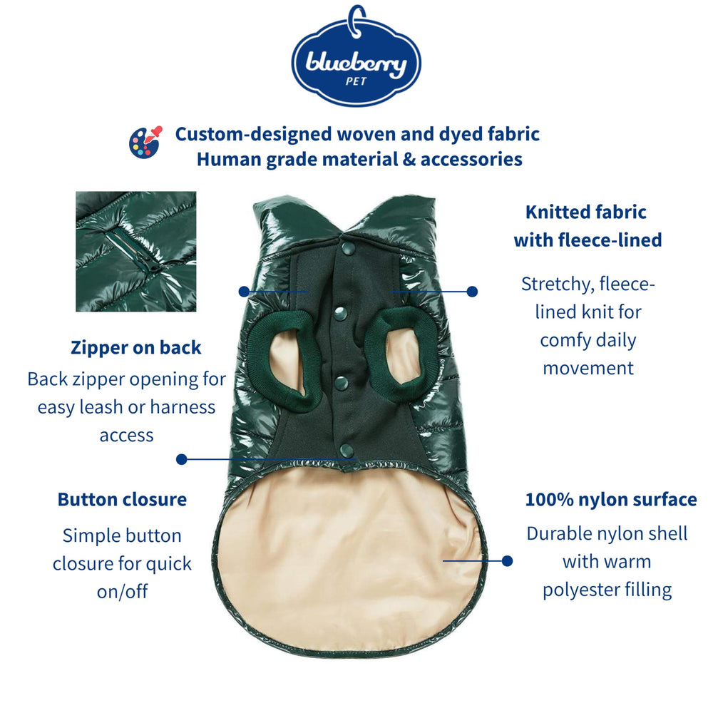 Blueberry Pet glossy quilted nylon surface close-up shows easy-care outer layer.