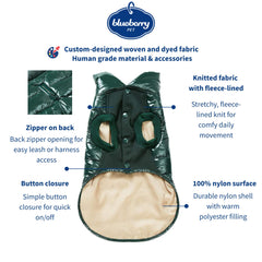 Blueberry Pet glossy quilted nylon surface close-up shows easy-care outer layer.
