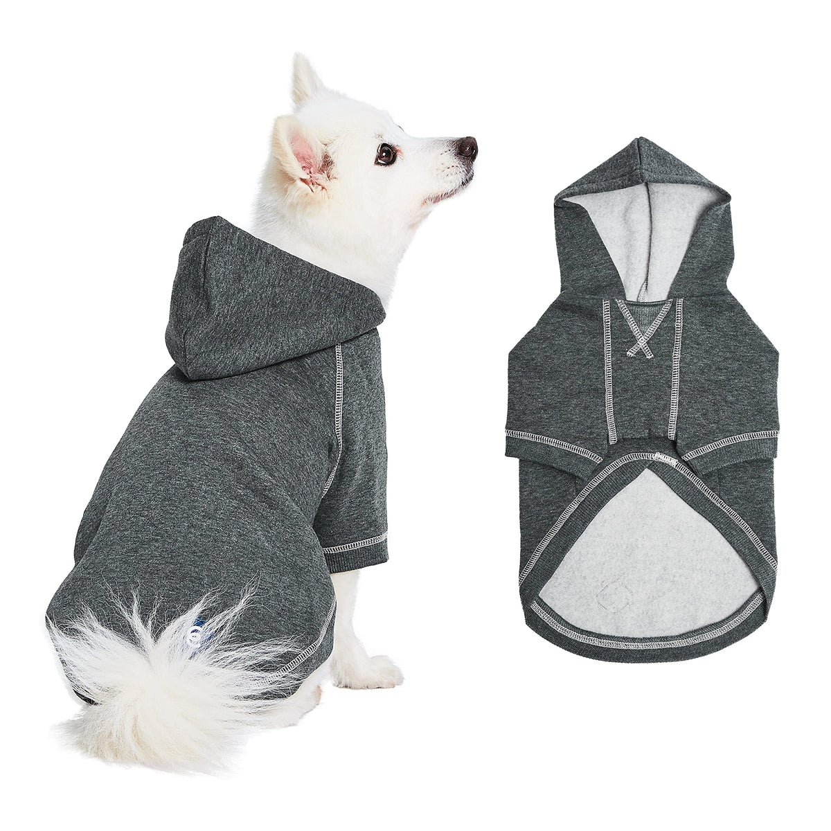 Blueberry Pet hoodie charcoal front view highlighting soft cotton blend warmth for chilly walks