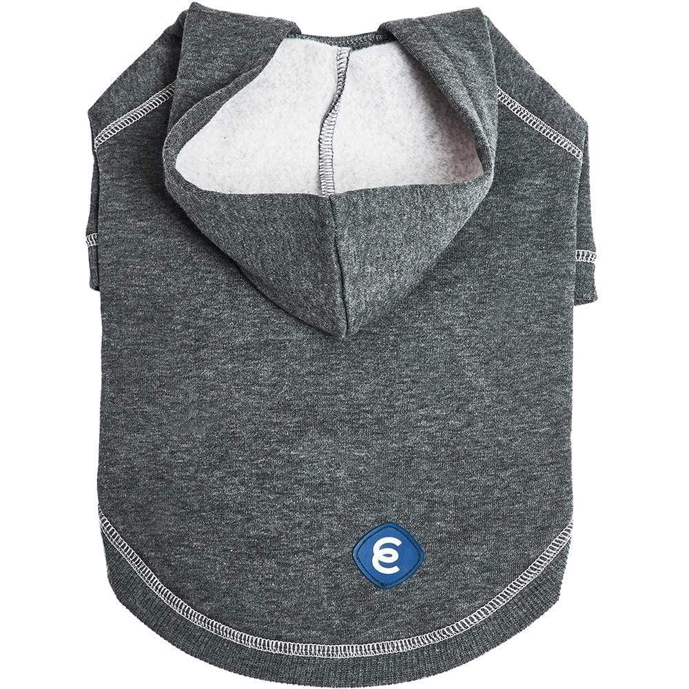 Blueberry Pet hoodie charcoal model in park scene illustrates everyday wear