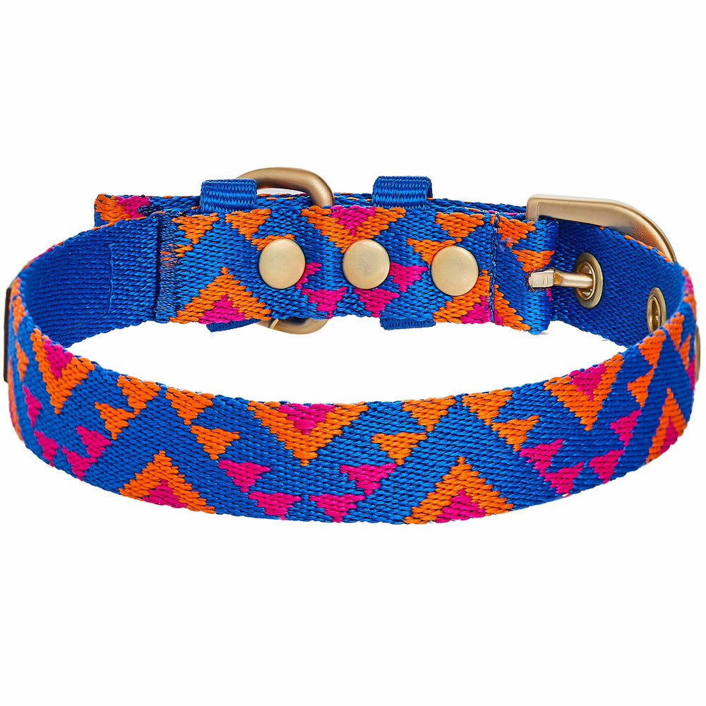 Blueberry Pet navy tribal pattern enhances style during neighborhood walks