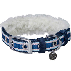 Blueberry Pet soft-comfy stripe collar in blue, for everyday comfort on medium dogs.