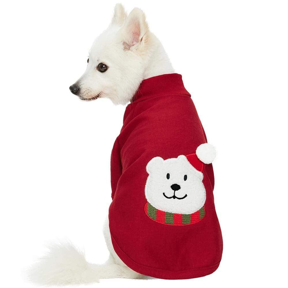 Blueberry Pet stitched bear decor detail adds festive style and durability.