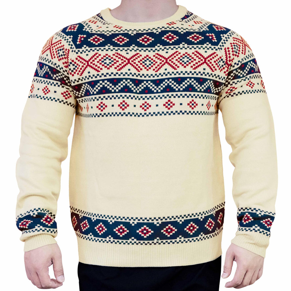Blueberry Pet Style Fair Isle Sweater model wearing for festive matching with pet