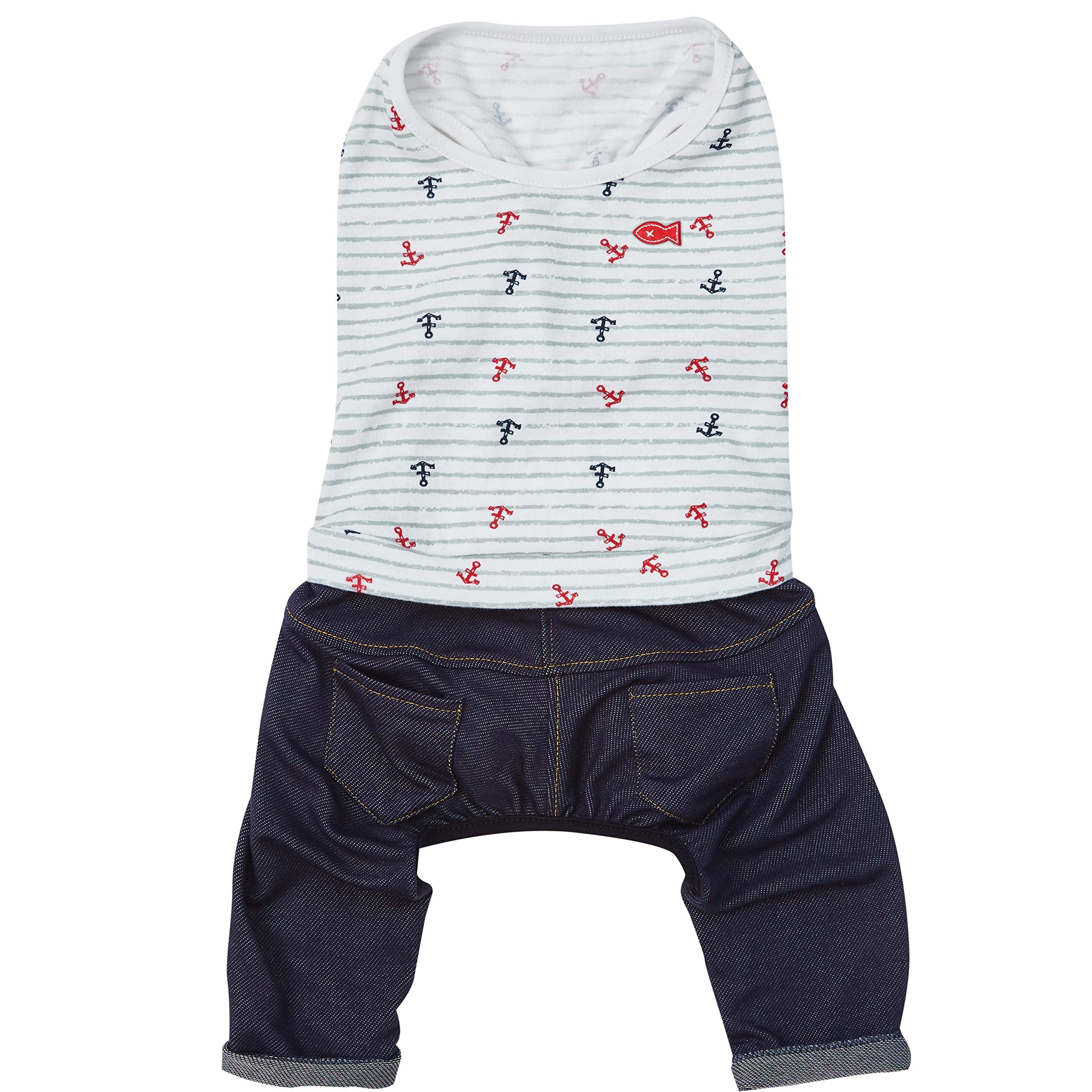 Blueberry Pet Summer Vacation Onesie neck-10 for secure neckline and fit.