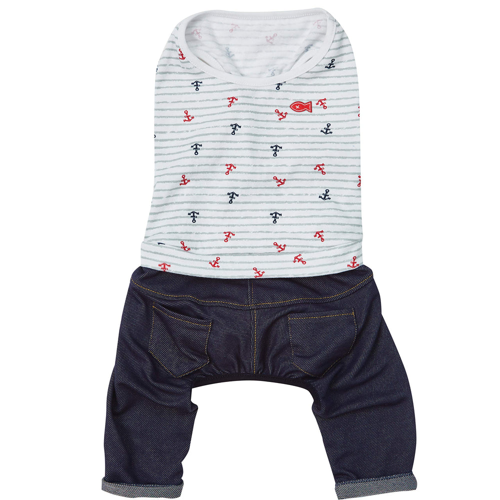 Blueberry Pet Summer Vacation Onesie neck-10 for secure neckline and fit.