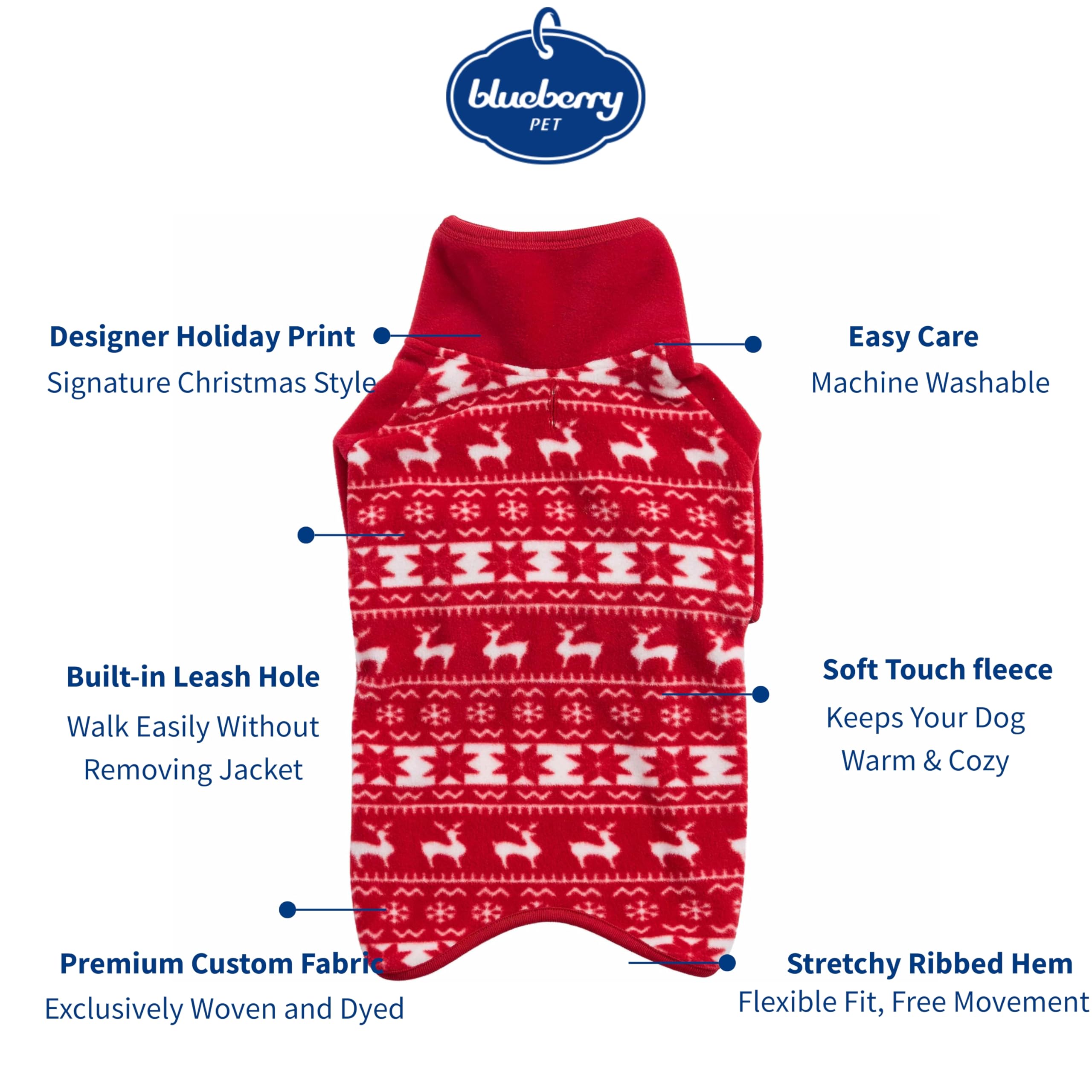 Blueberry Pet Ugly Christmas Reindeer Snowflake Sweater side profile warmth
