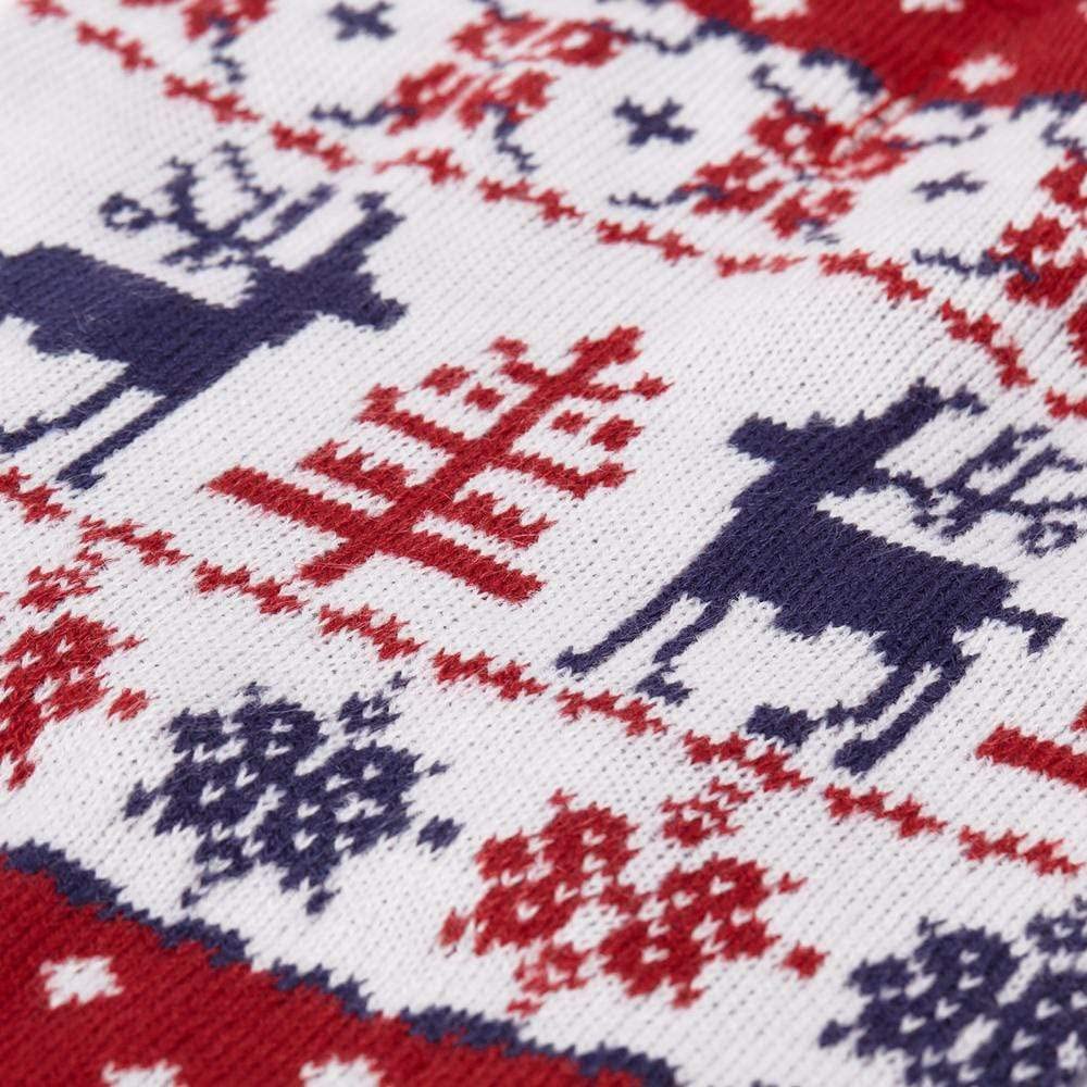 Blueberry Pet Ugly Christmas Reindeer Sweater close-up knit texture boosts cozy feel