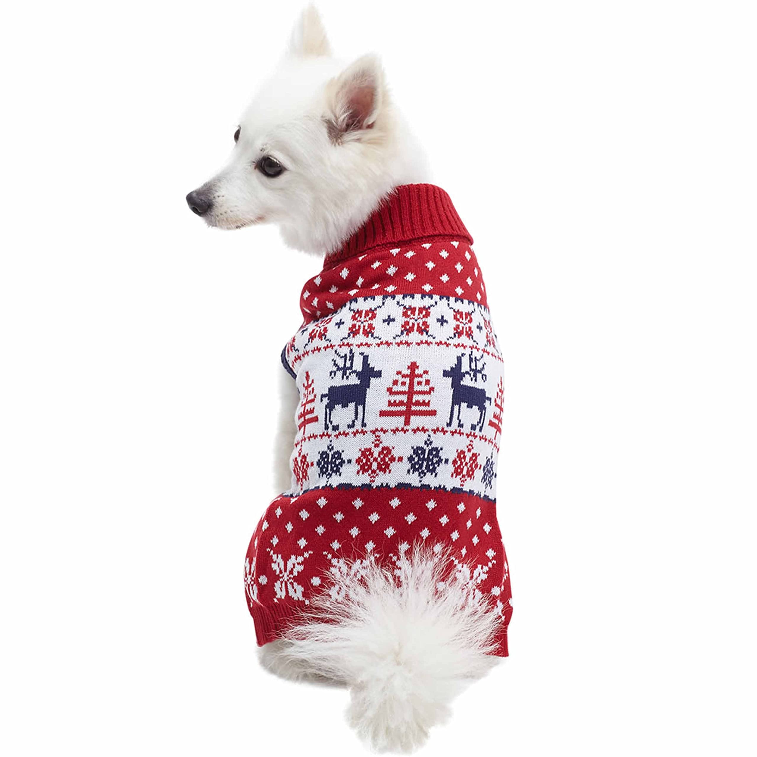 Blueberry Pet Ugly Christmas Reindeer Sweater pattern detail highlighting festive knit