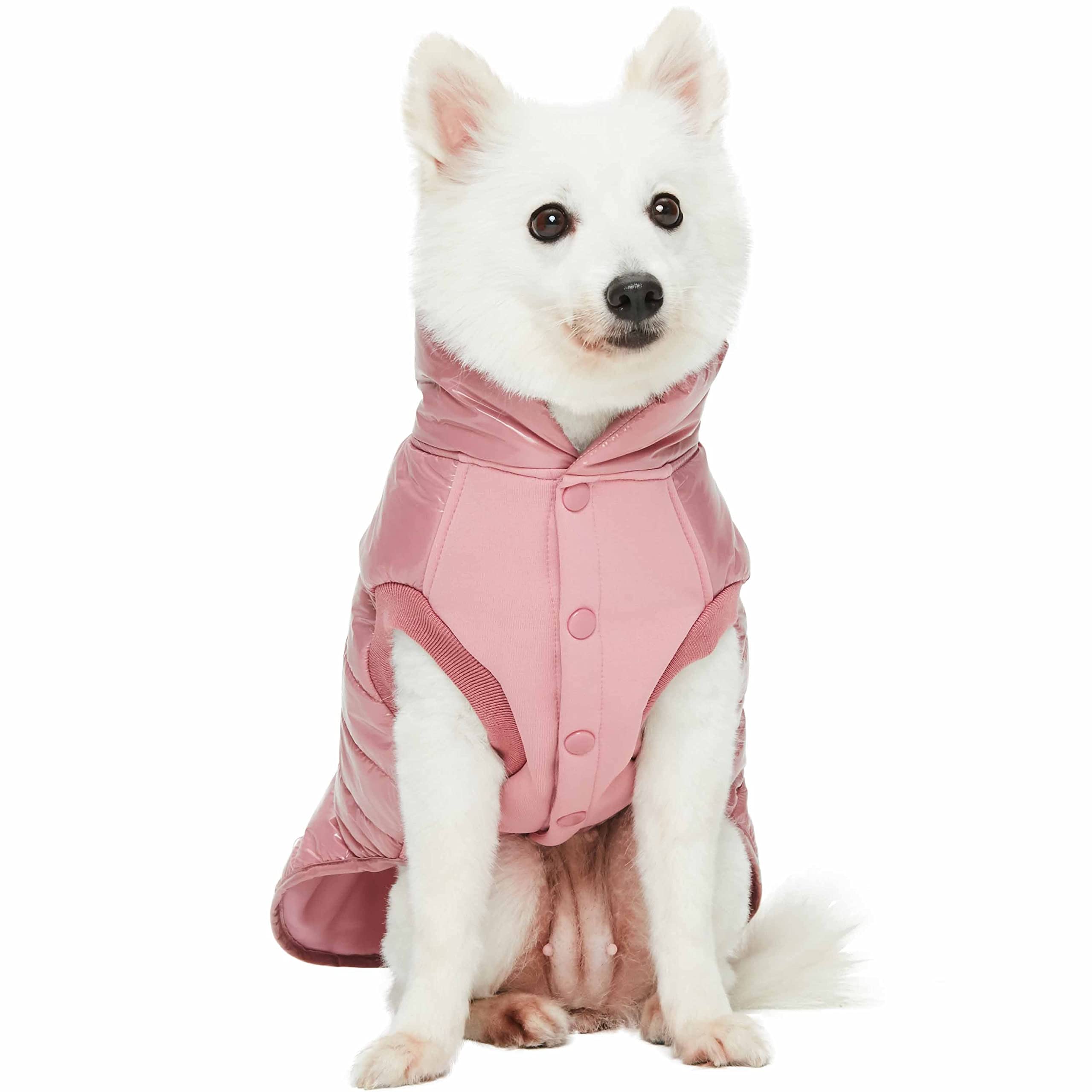 Blueberry Pet mauve puffer coat on street-style photo for park-ready look