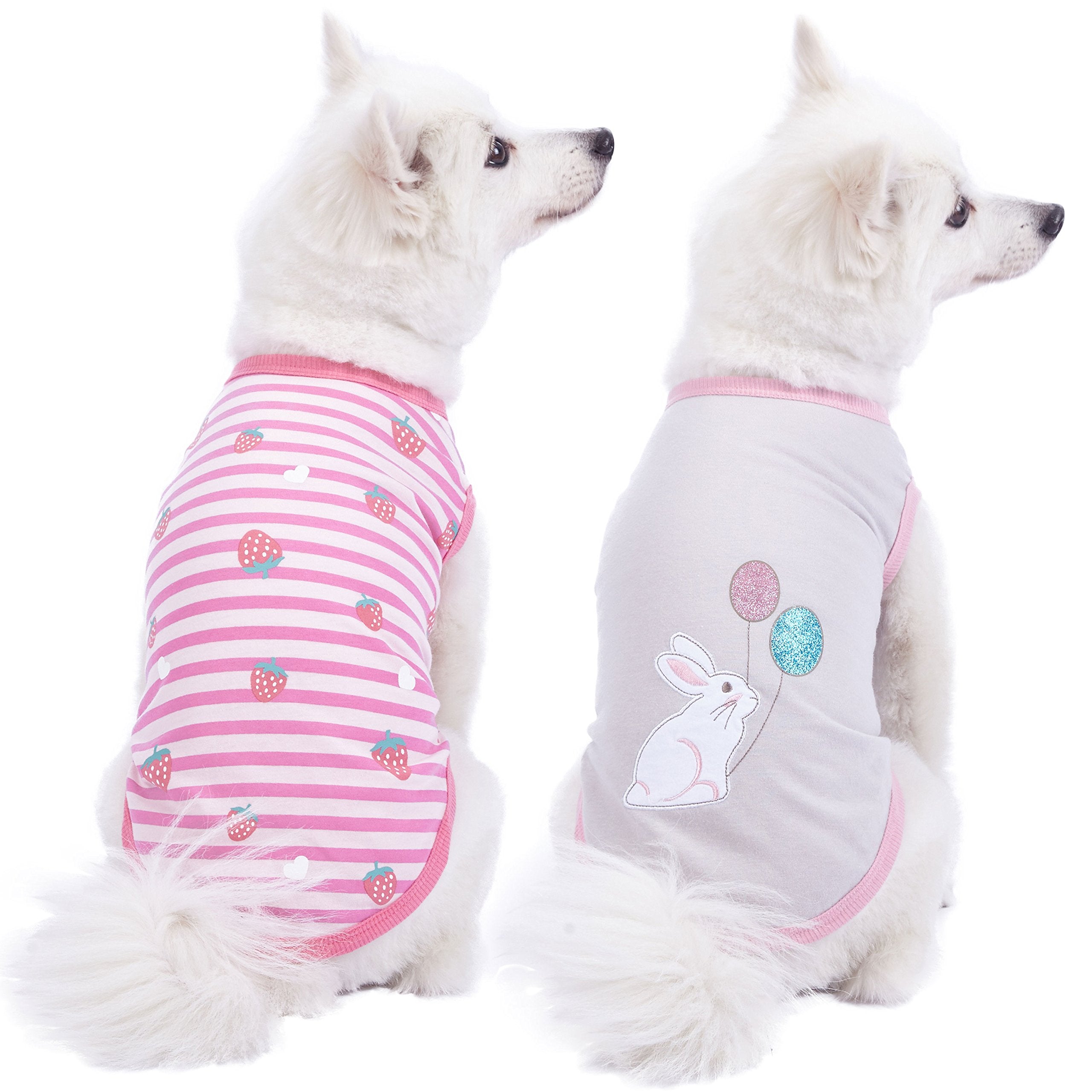 Blueberry Pet Wonderland striped dog T-shirt pack 2 back-length-12 for cozy everyday wear.