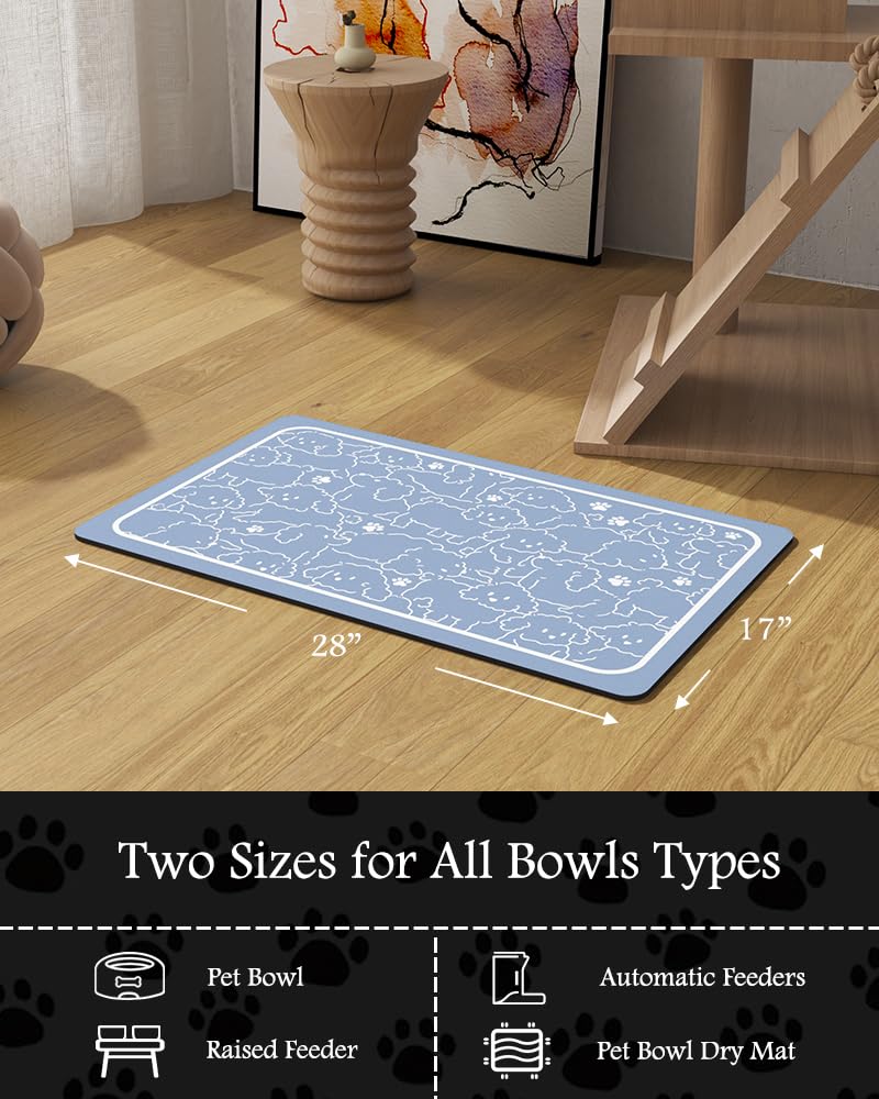 BLUEDOGS mat 17x28 for pet feeding and messy drinkers.